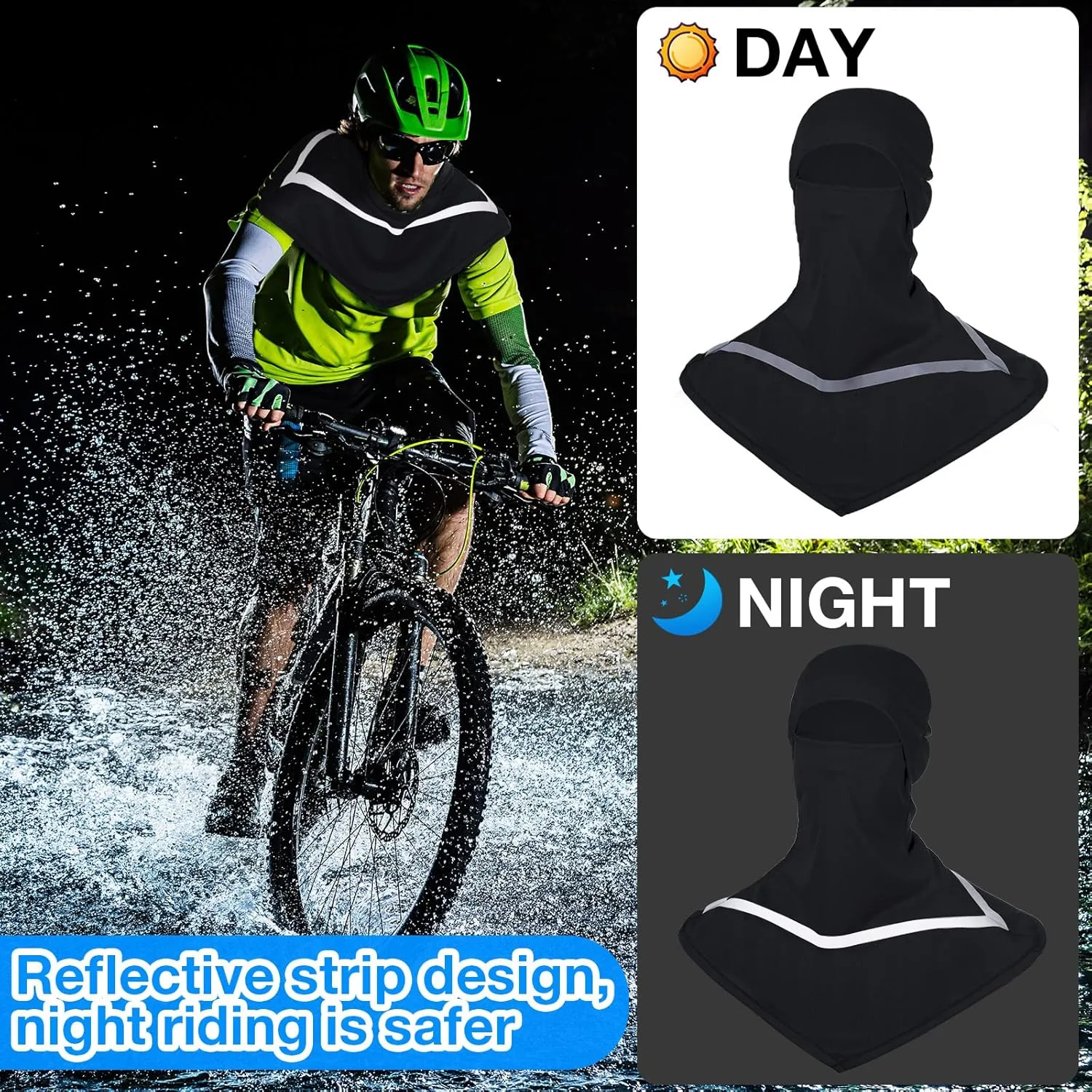 Seematn 4 Pcs Balaclava Sun Men Face Mask UV Protection with Reflective Strip for Construction Work Neck Covers Summer