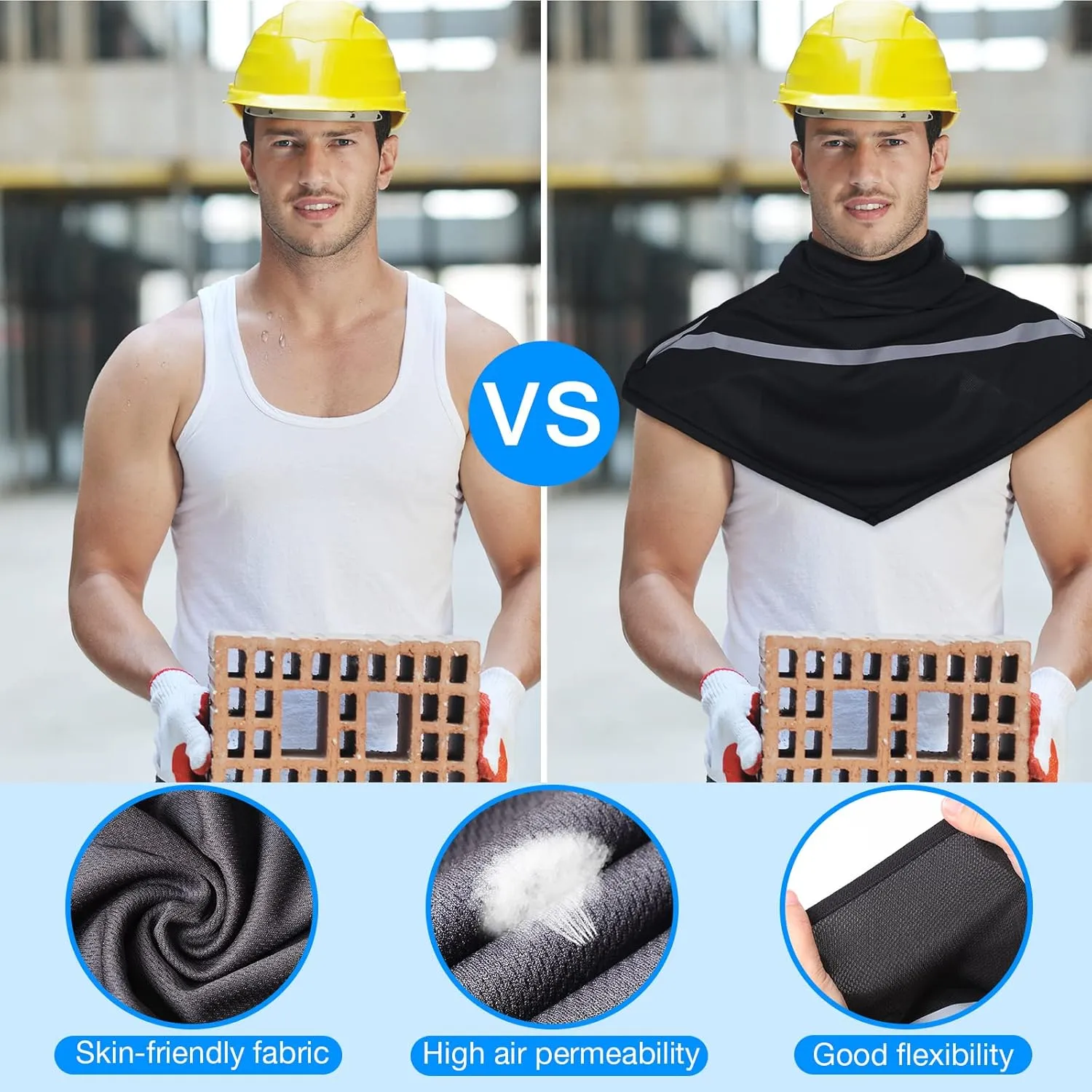 Seematn 4 Pcs Balaclava Sun Men Face Mask UV Protection with Reflective Strip for Construction Work Neck Covers Summer