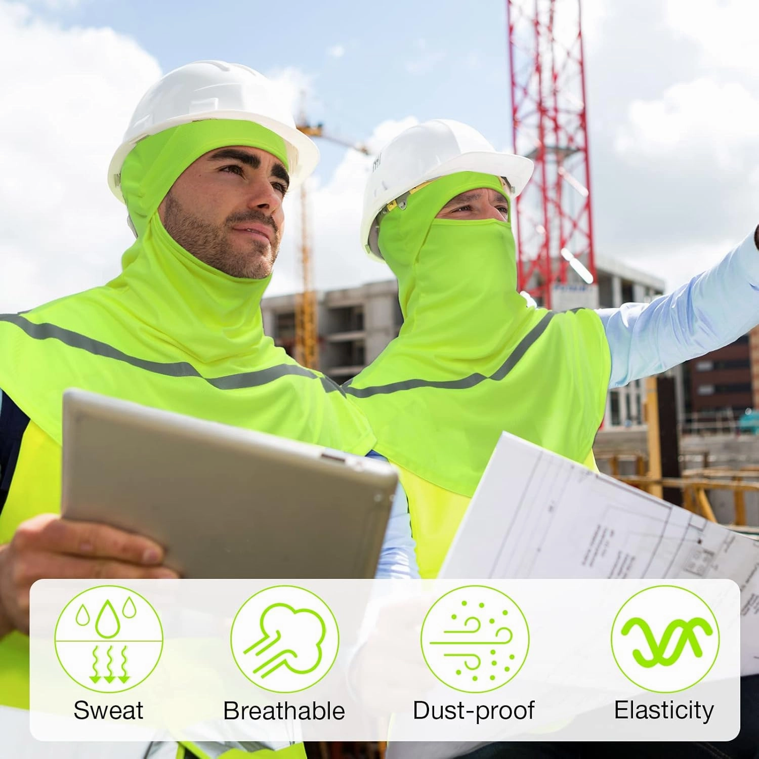 Seematn 4 Pcs Balaclava Sun Men Face Mask UV Protection with Reflective Strip for Construction Work Neck Covers Summer