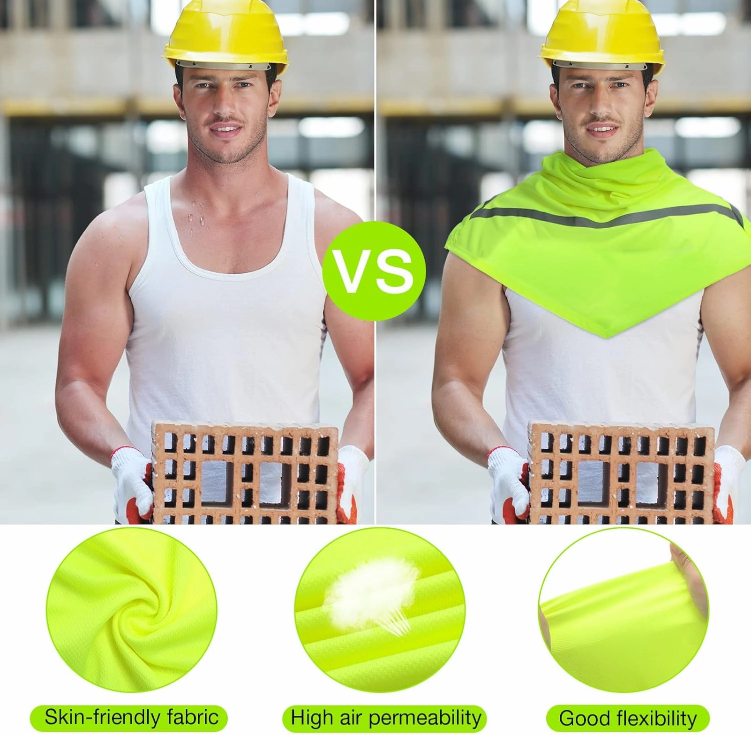 Seematn 4 Pcs Balaclava Sun Men Face Mask UV Protection with Reflective Strip for Construction Work Neck Covers Summer
