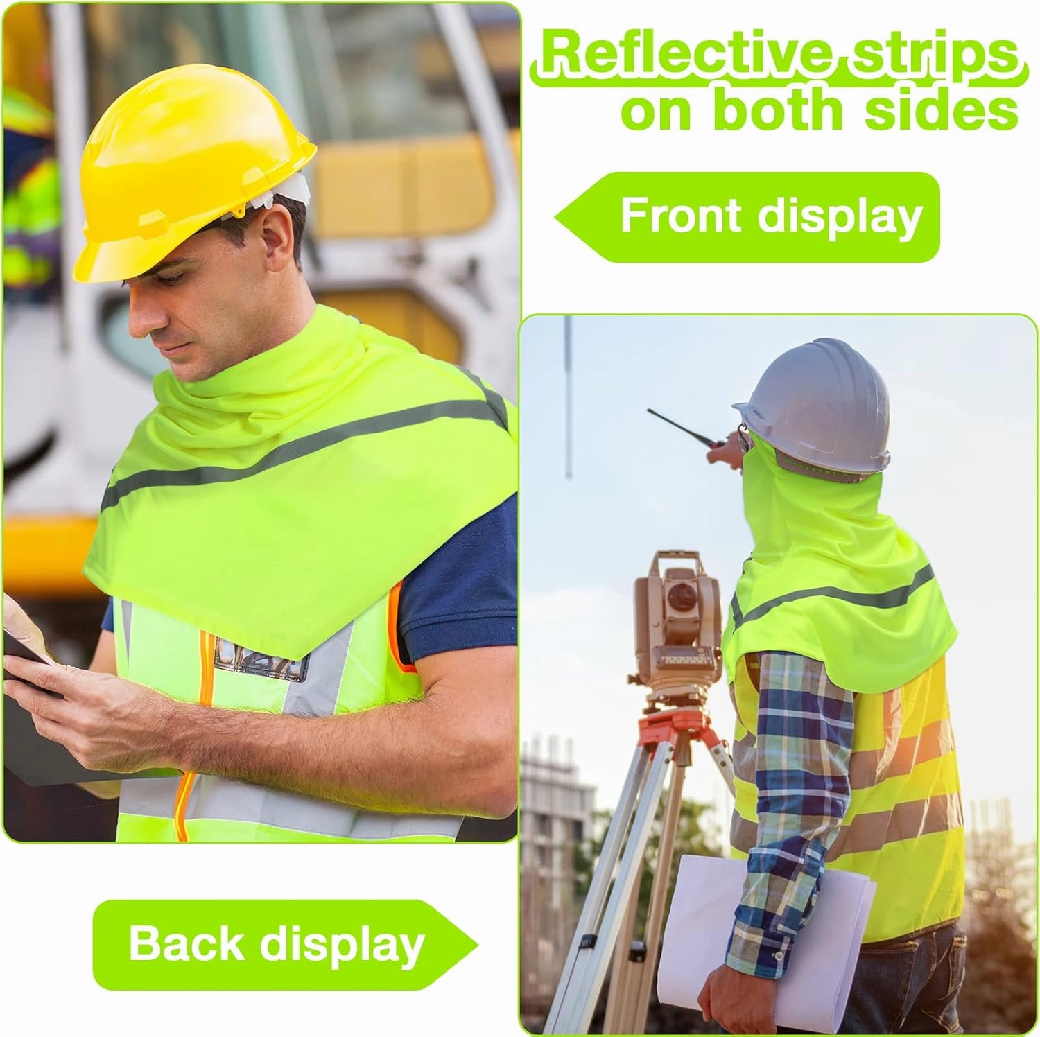 Seematn 4 Pcs Balaclava Sun Men Face Mask UV Protection with Reflective Strip for Construction Work Neck Covers Summer