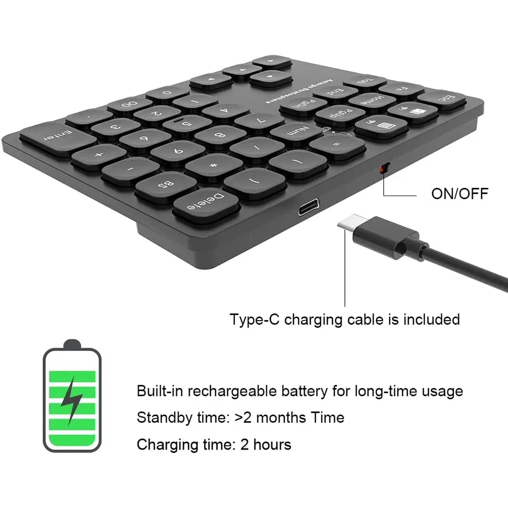 SEENDA Rechargeable Bluetooth Wireless Number Keyboard