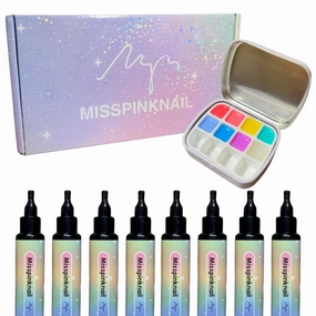 Semi Translucent jelly Gel Rainbow Set 8 colours 5g each Black Tube gel polish DIY at home nail art drawing 7bright colour & 1 sparkling gel Small case with 12 divisions Fine packaging Gift