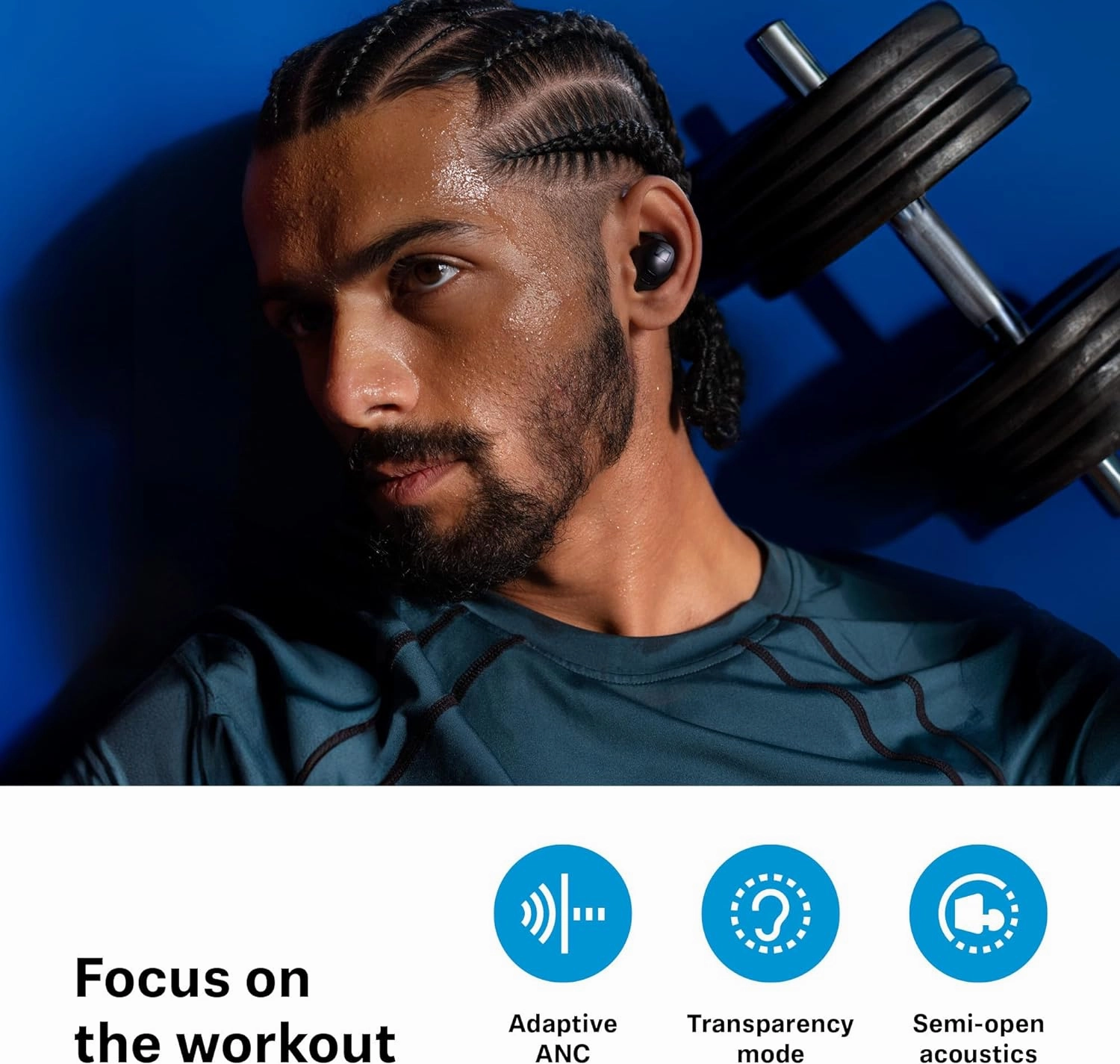 Sennheiser Momentum Sport Earbuds with Sport Sound Tuning and Adaptive ANC, Secure Fit, 24-Hour Battery Life, Fitness Tracker for Body Performance Data, Black