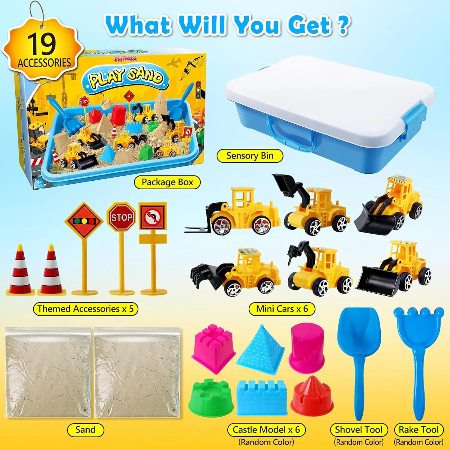 Sensory Bin, Dinosaurs Kit with Sensory Sand, Play Sand Pretend Play Beach Toy, Sandbox for Girls and Boys