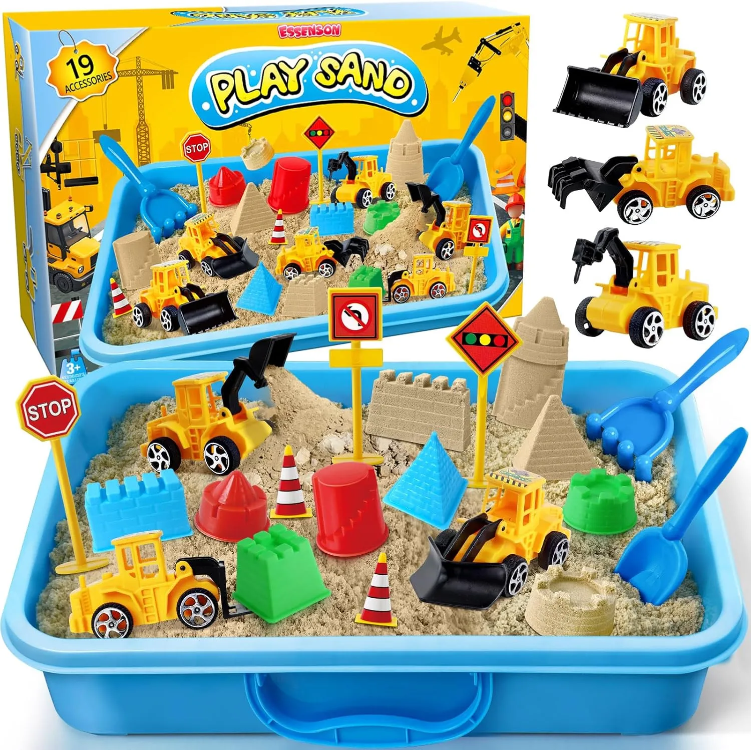 Sensory Bin, Dinosaurs Kit with Sensory Sand, Play Sand Pretend Play Beach Toy, Sandbox for Girls and Boys