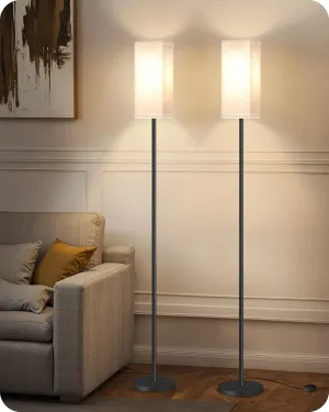 Set of 2 Floor Lamps for Living Room, Modern Tall Standing Lamps with Foot Switches, Bulb Not Included, 64.6'', for Living Room, Bedroom, Study, Kids Room, Beige and Black E07LDP205W1