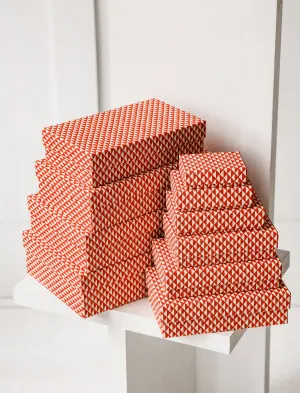 Set of Boxes Chiyogami Red Triangle