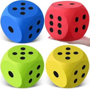 Shappy 6 Inches Foam Dice Fun Filled Large Educational Toy Kawaii Giant Dice Decorative Eva Foam Jumbo Cube Big Square Building Blocks for Game Nights Learning Sessions(Multicolor,4 Pcs)