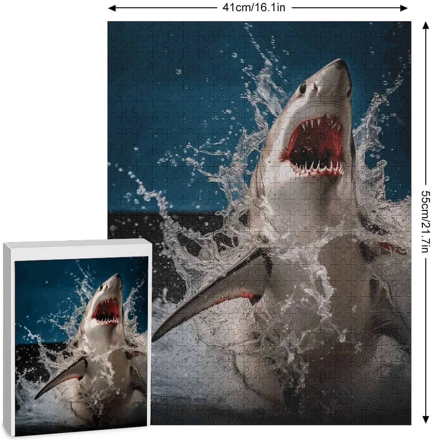 Shark Attack Fish Puzzle for Women Men 500 PCS Jigsaw Puzzle for Adults Challenging Puzzle for Family Wedding Gift