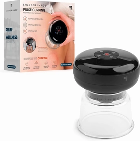Sharper Image® Pulse Cupping Therapy Massager Set – Heat & Vibration, 4 Suction Modes, Full Body Pain Relief & Recovery, Muscle Soreness, Inflammation, Flexibility, Lymphatic Drainage, Smart Health