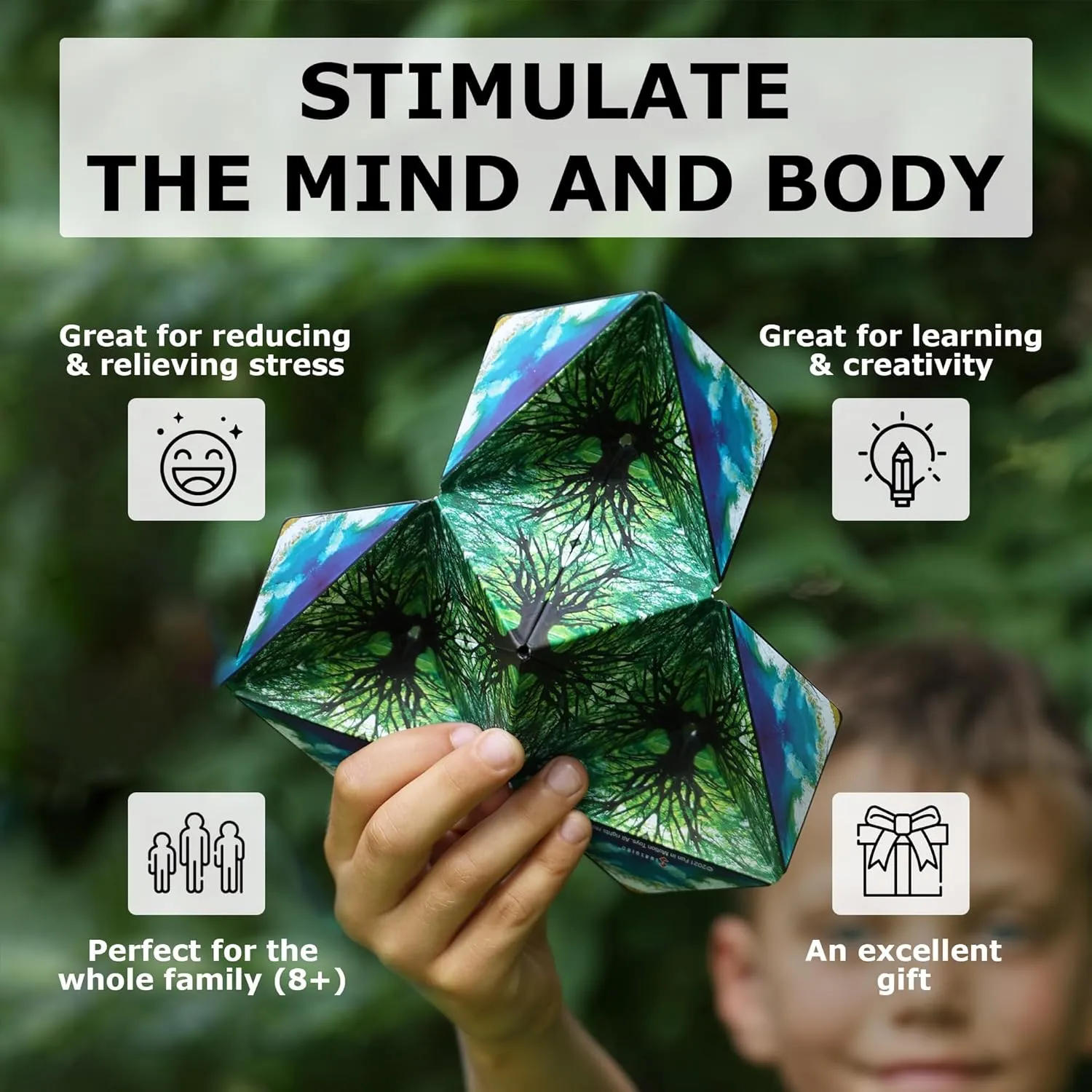 SHASHIBO Shape Shifting Box - Award-Winning, Patented Fidget Cube w/ 36 Rare Earth Magnets - Transforms Into Over 70 Shapes, Gift Box, Download Fun in Motion Toys Mobile App (Undersea, 2 Pack)
