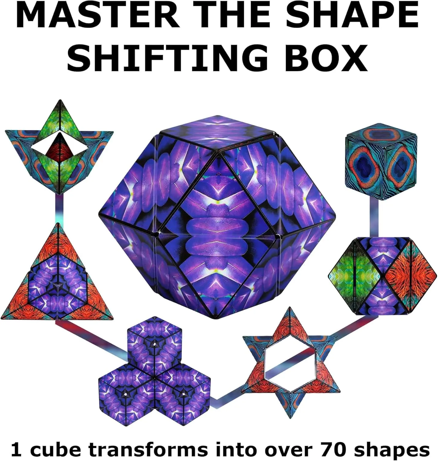 SHASHIBO Shape Shifting Box - STEM Magnetic Fidget Cube that Transforms Into Over 70 Shapes, Download Fun in Motion Toys Mobile App (Wings)