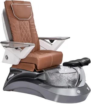 Shiatsulogic Pedicure Chair FX with Discharge Pump, Pipe-Less Magnetic Jet Pedicure Spa, Metallic Grey LotusII Tub, Cappuccino Coverset