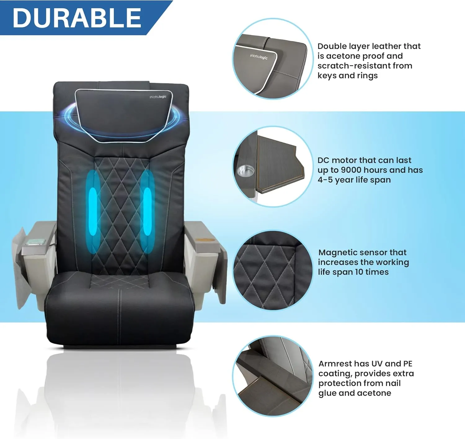 Shiatsulogic Pedicure Chair FX with Discharge Pump, Pipe-Less Magnetic Jet Pedicure Spa, Metallic Grey LotusII Tub, Cappuccino Coverset