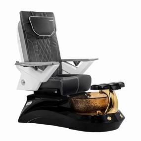 Shiatsulogic Pedicure Chair FX with Discharge Pump, Pipe-Less Magnetic Jet Pedicure Spa, Black/Gold LotusII Tub, Black Coverset