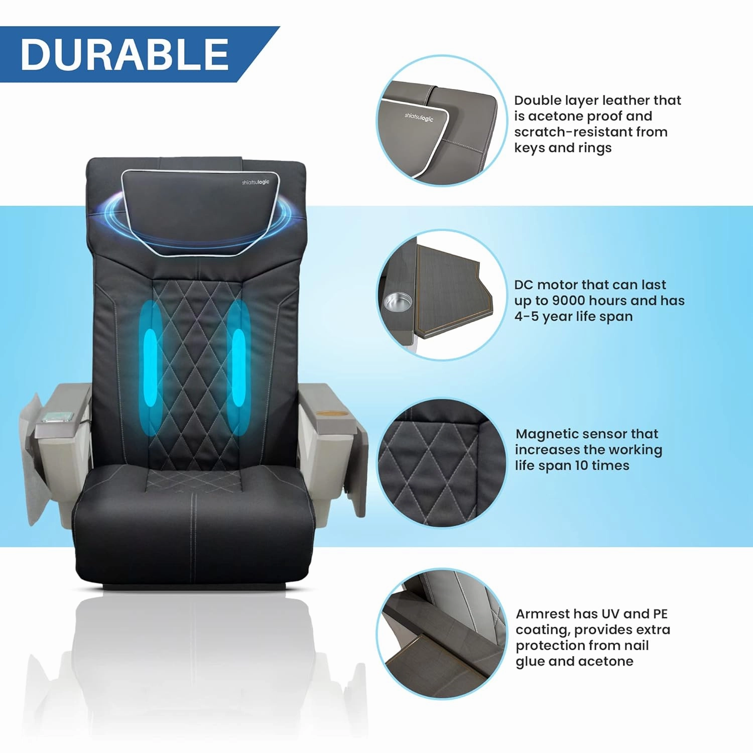 Shiatsulogic Pedicure Chair FX with Discharge Pump, Pipe-Less Magnetic Jet Pedicure Spa, Black/Gold LotusII Tub, Black Coverset