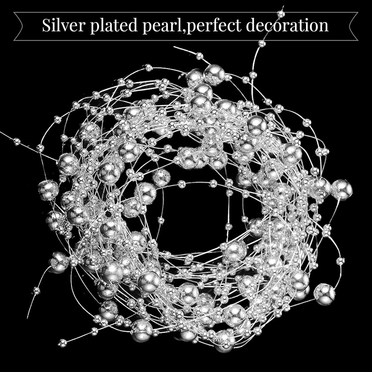 Shihanee 15 Pcs Clear Glass Cylinder Vases Centerpiece Flower Vase Candle Holder for Centerpiece Wedding Party Decor with Candles Faux Pearls String and Beads (Silver)
