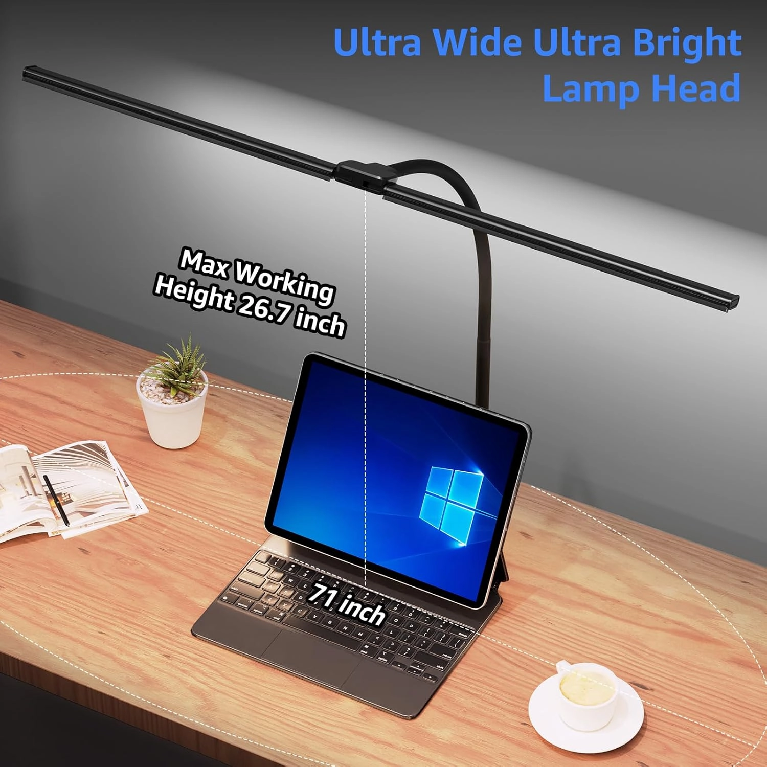 ShineTech LED Desk Lamp for Home Office, 5000K Bright Double Head Architect Task Lamps with Clamp, Dimmable Adjustable Flexible Gooseneck, Black