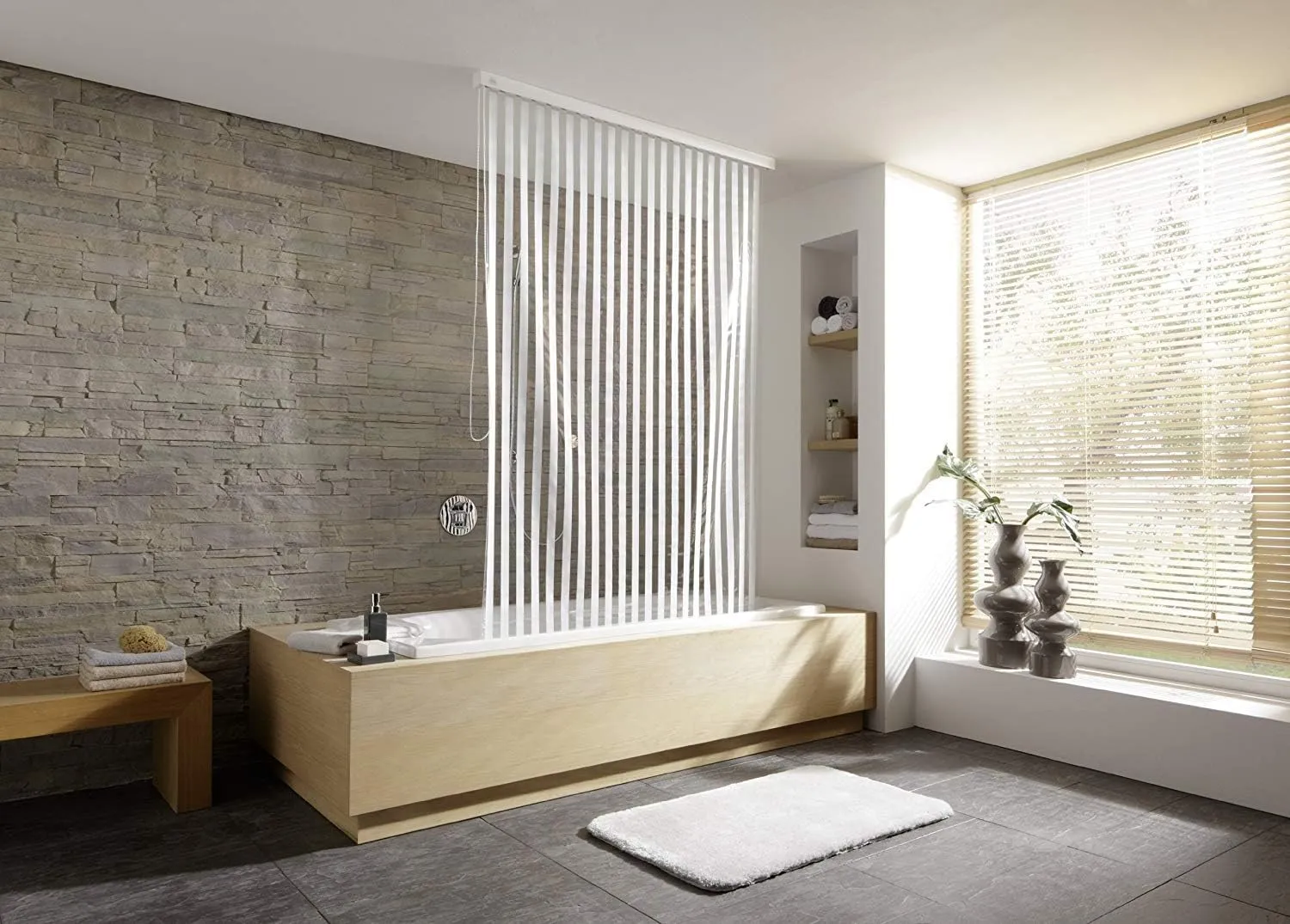 Shower Roller Blind 50.4 X 94.5in [128 X 240cm] (White/Clear) - Blind Only, Requires Cartridge