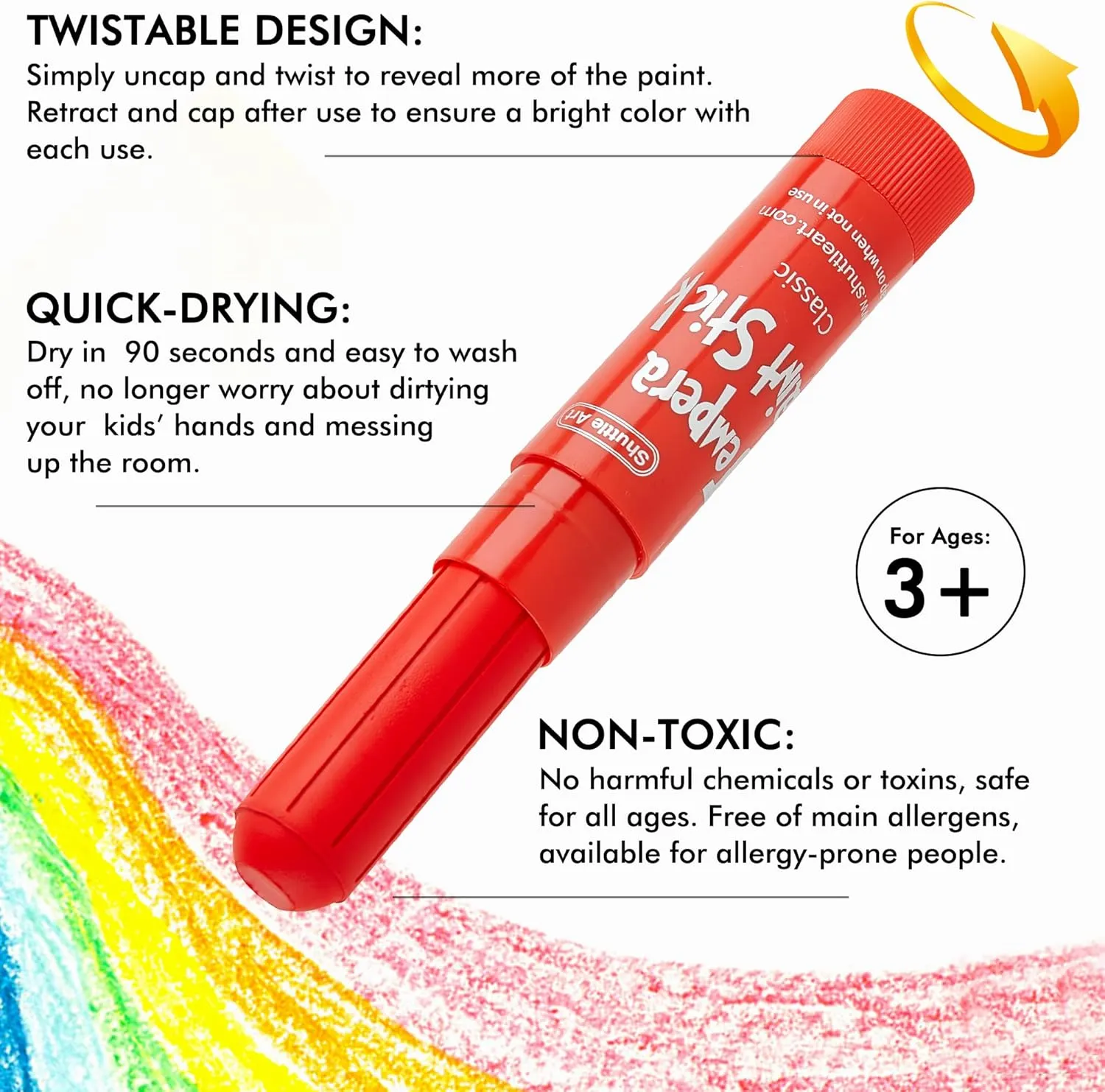 Shuttle Art Tempera Paint Sticks - 30 Solid Colours - Quick Drying - Works Great on Paper, Wood, Glass, Ceramic, Canvas