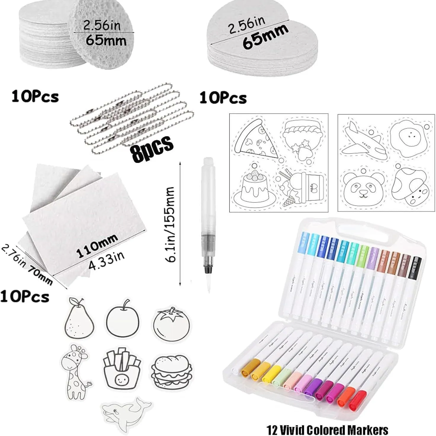 SICHYBGB Magic Foam Texture Painting Kit,3D Drawing Magic Canvas Sponge,DIY Bubble Drawing Pens Art Supplies,Puffy Popcorn Drawing Texture Painting Kit,10Pcs Puffy Paint Paper (Rectangular)
