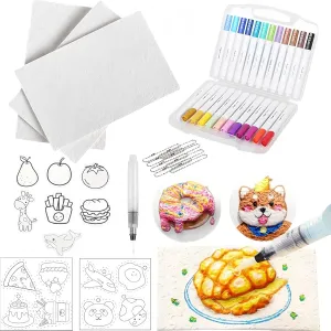 SICHYBGB Magic Foam Texture Painting Kit,3D Drawing Magic Canvas Sponge,DIY Bubble Drawing Pens Art Supplies,Puffy Popcorn Drawing Texture Painting Kit,10Pcs Puffy Paint Paper (Rectangular)