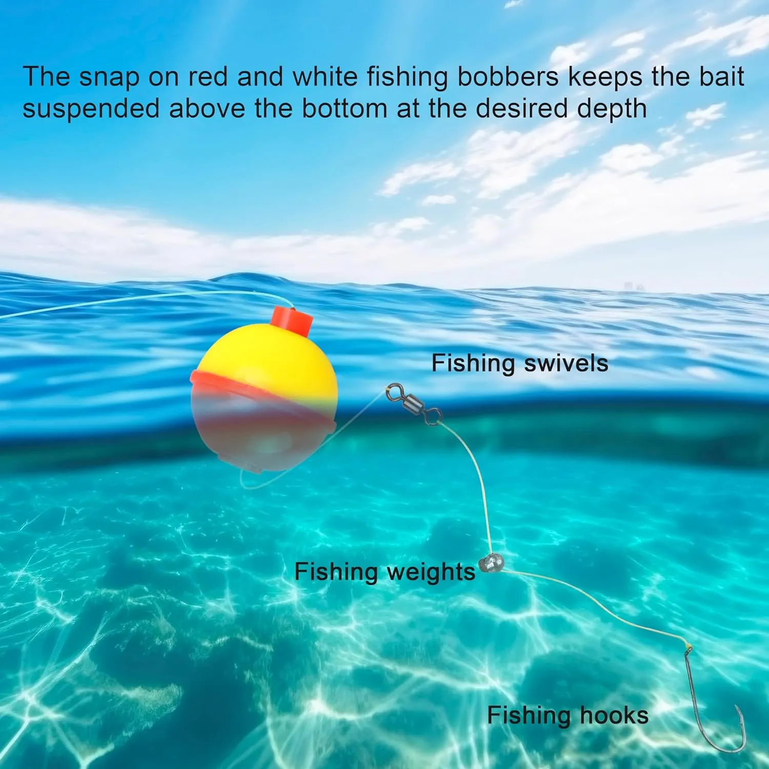 SILANON Fishing Bobbers Set,25-50pcs Snap-on Fishing Floats Bobbers Push Button Round Buoy Floats Bobber for Fishing Tackle Accessories Orange/Yellow