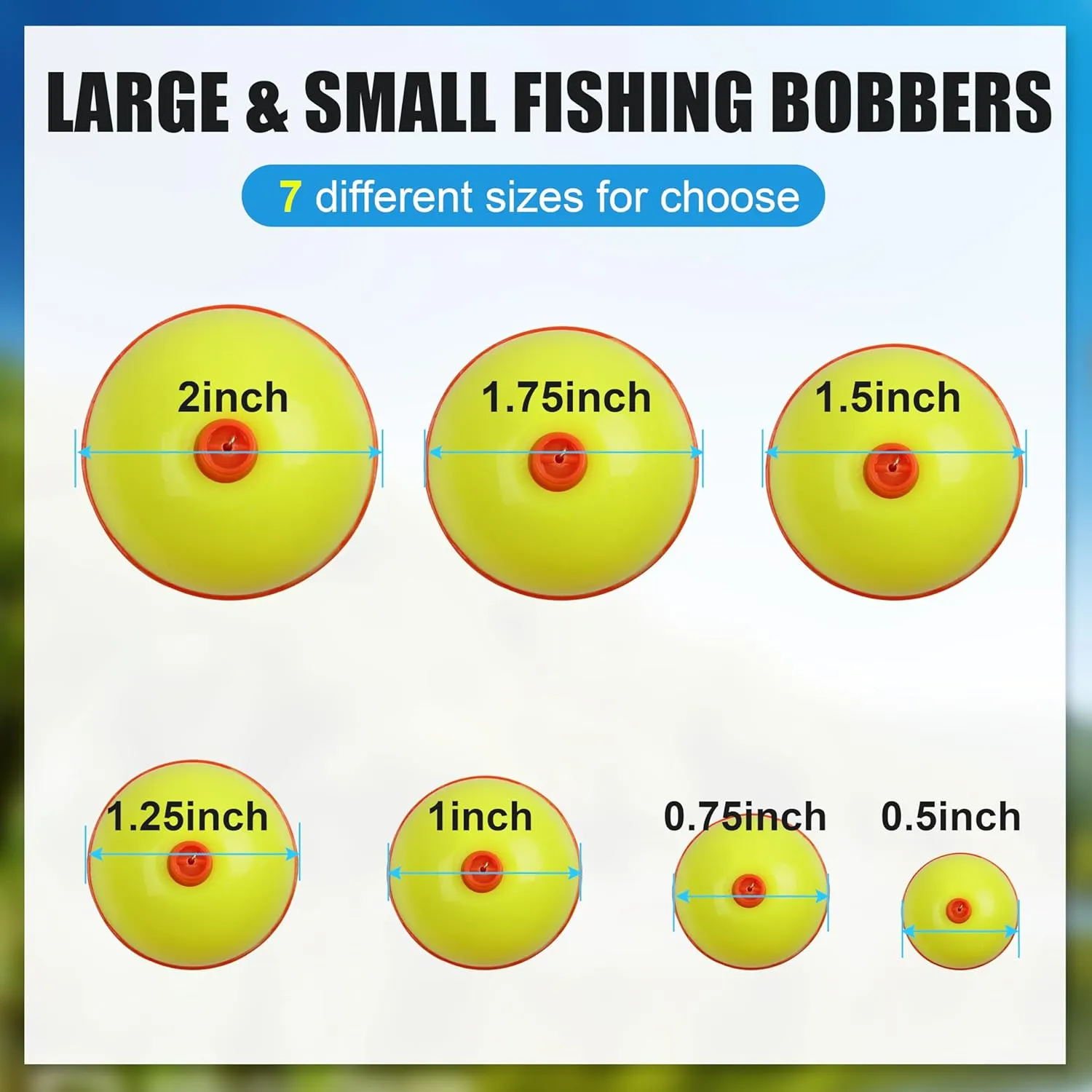 SILANON Fishing Bobbers Set,25-50pcs Snap-on Fishing Floats Bobbers Push Button Round Buoy Floats Bobber for Fishing Tackle Accessories Orange/Yellow