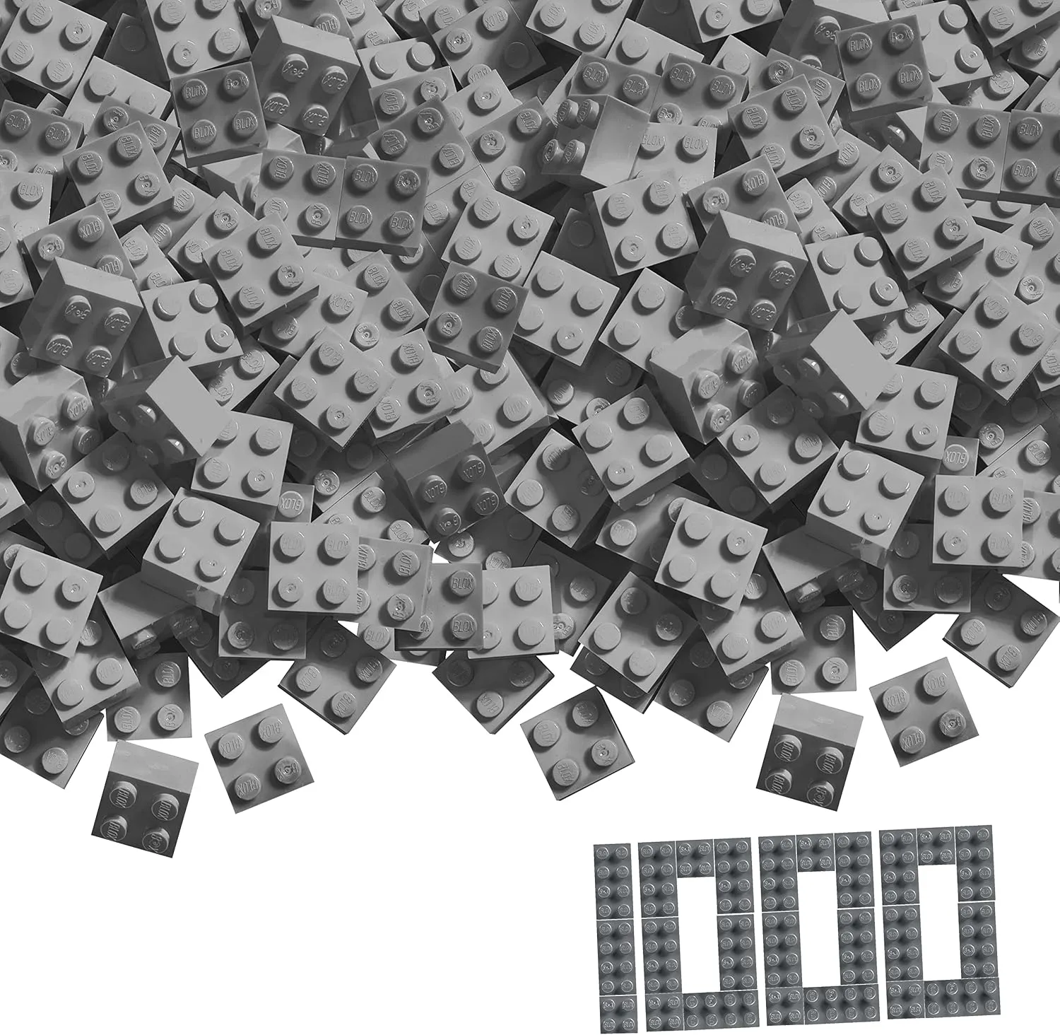 Simba Blox, 104114554, 1000 Grey Building Blocks for Children from 3 Years, Pack of 4, in Box, High Quality, Fully Compatible with Many Other Manufacturers, Grey