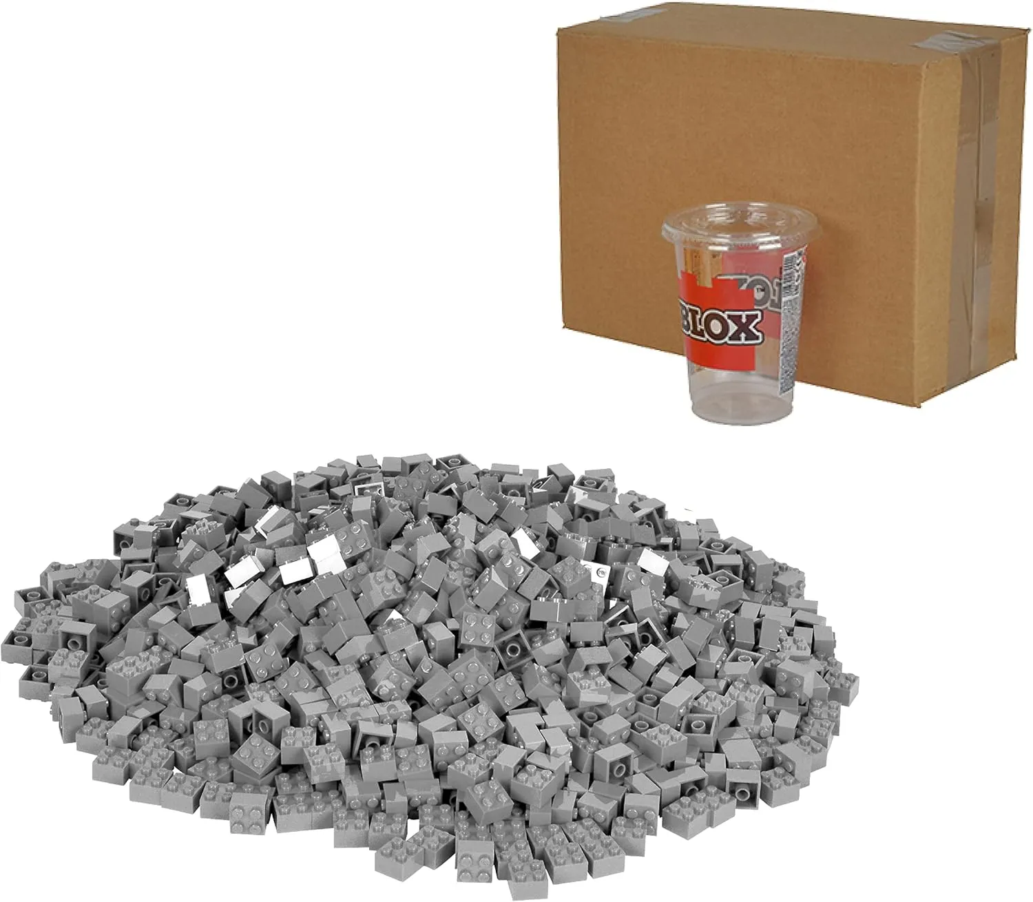 Simba Blox, 104114554, 1000 Grey Building Blocks for Children from 3 Years, Pack of 4, in Box, High Quality, Fully Compatible with Many Other Manufacturers, Grey
