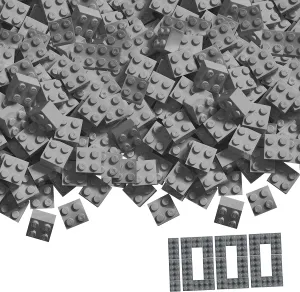 Simba Blox, 104114554, 1000 Grey Building Blocks for Children from 3 Years, Pack of 4, in Box, High Quality, Fully Compatible with Many Other Manufacturers, Grey