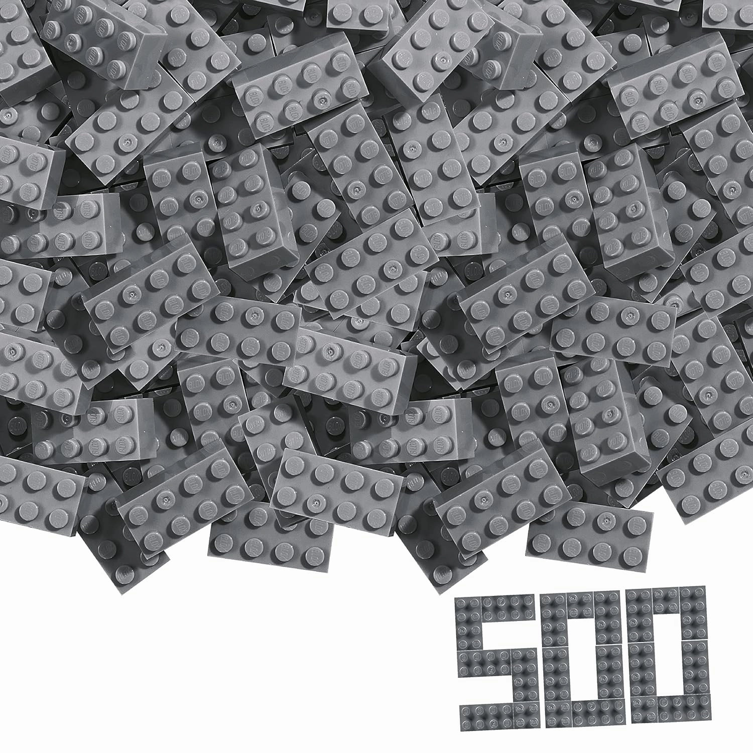 Simba Blox 500 Grey Building Blocks for Children Aged 3 and Above 8 Bricks in Box Fully Compatible with Many Other Manufacturers