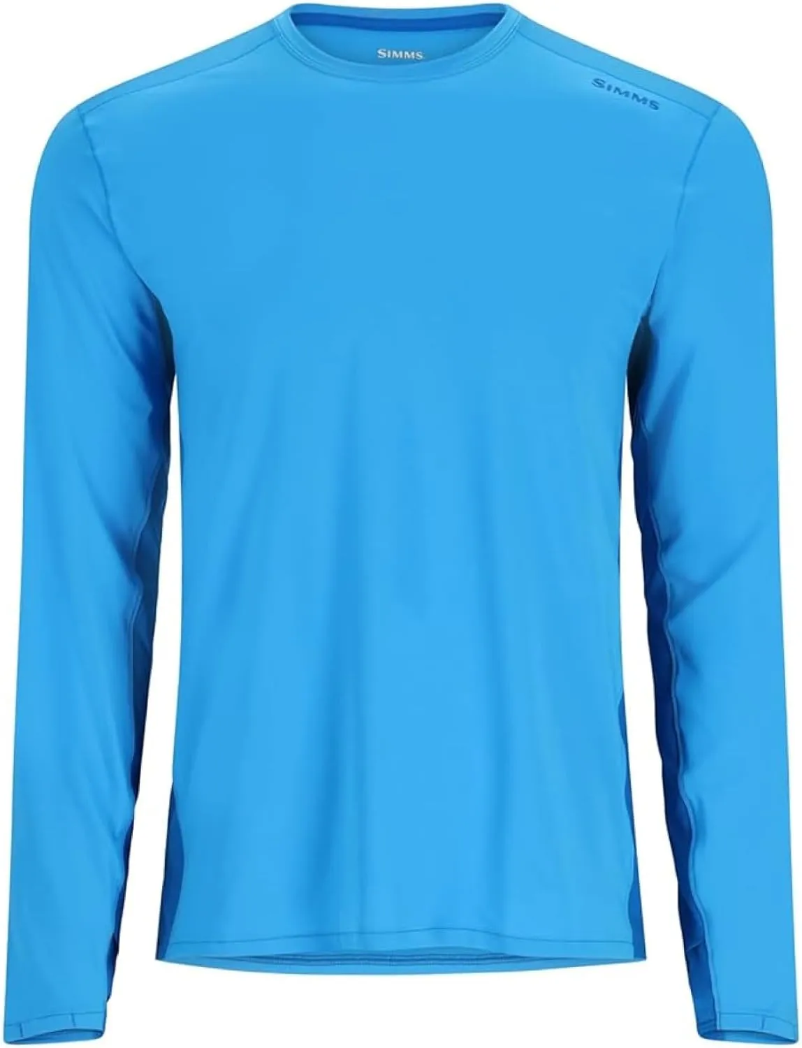 Simms SolarFlex Crewneck Long Sleeve Fishing Shirt for Men: UPF 50  Sun Protection, Quick-Dry, Odor-Resistant (Seaport/Bright Blue, Medium)