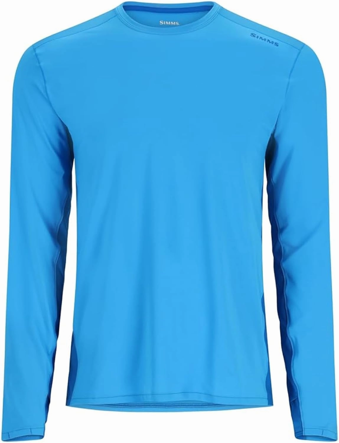 Simms SolarFlex Crewneck Long Sleeve Fishing Shirt for Men: UPF 50  Sun Protection, Quick-Dry, Odor-Resistant (Seaport/Bright Blue, X-Large)