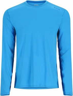 Simms SolarFlex Crewneck Long Sleeve Fishing Shirt for Men: UPF 50  Sun Protection, Quick-Dry, Odor-Resistant (Seaport/Bright Blue, X-Large)