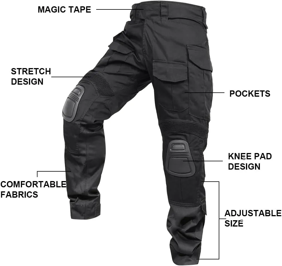 SINAIRSOFT G3 Tactical Pants with Knee Pads,Men's Airsoft Paintball Hunting Outdoor Pants,Combat Army BDU Trousers