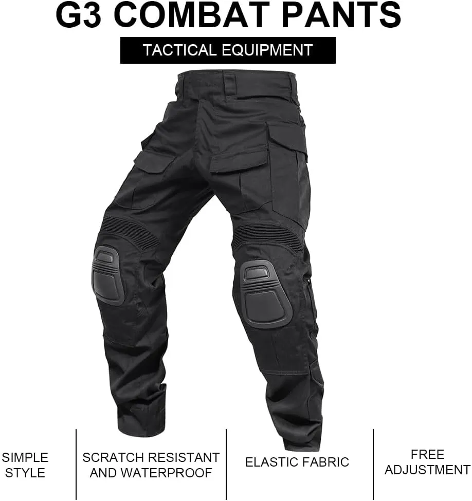 SINAIRSOFT G3 Tactical Pants with Knee Pads,Men's Airsoft Paintball Hunting Outdoor Pants,Combat Army BDU Trousers