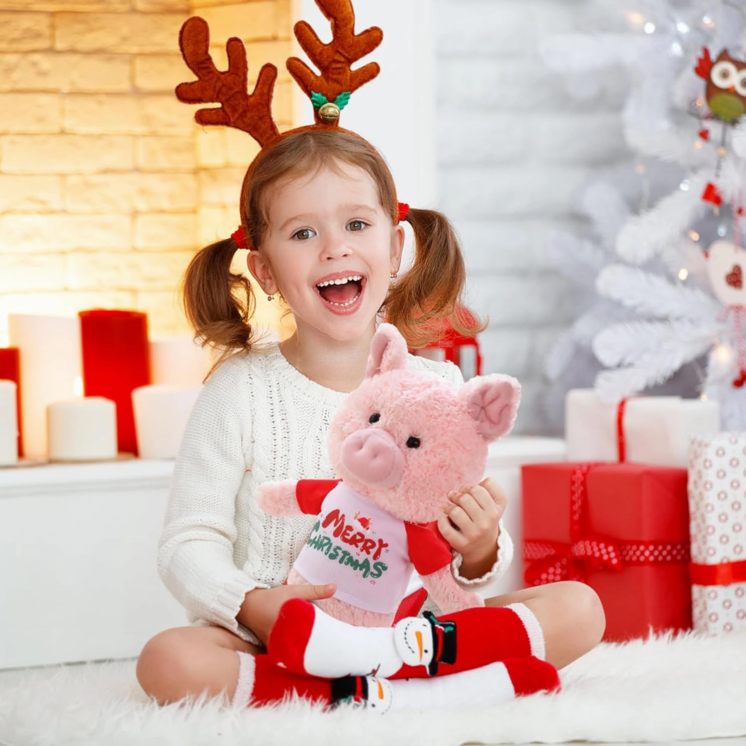 Singing Dancing Easter Plush Pig Three Holiday Outfits Interactive Plush Toy Musical Stuffed Animal Easter Decoration Kids Gift for Girls Boys Pink 9.6”