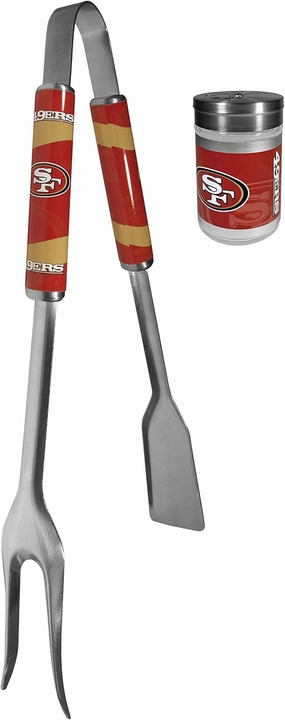 Siskiyou Sports NFL San Francisco 49ers Unisex 3 in 1 BBQ Tool and Salt & Pepper Shaker, Team Colors, One Size