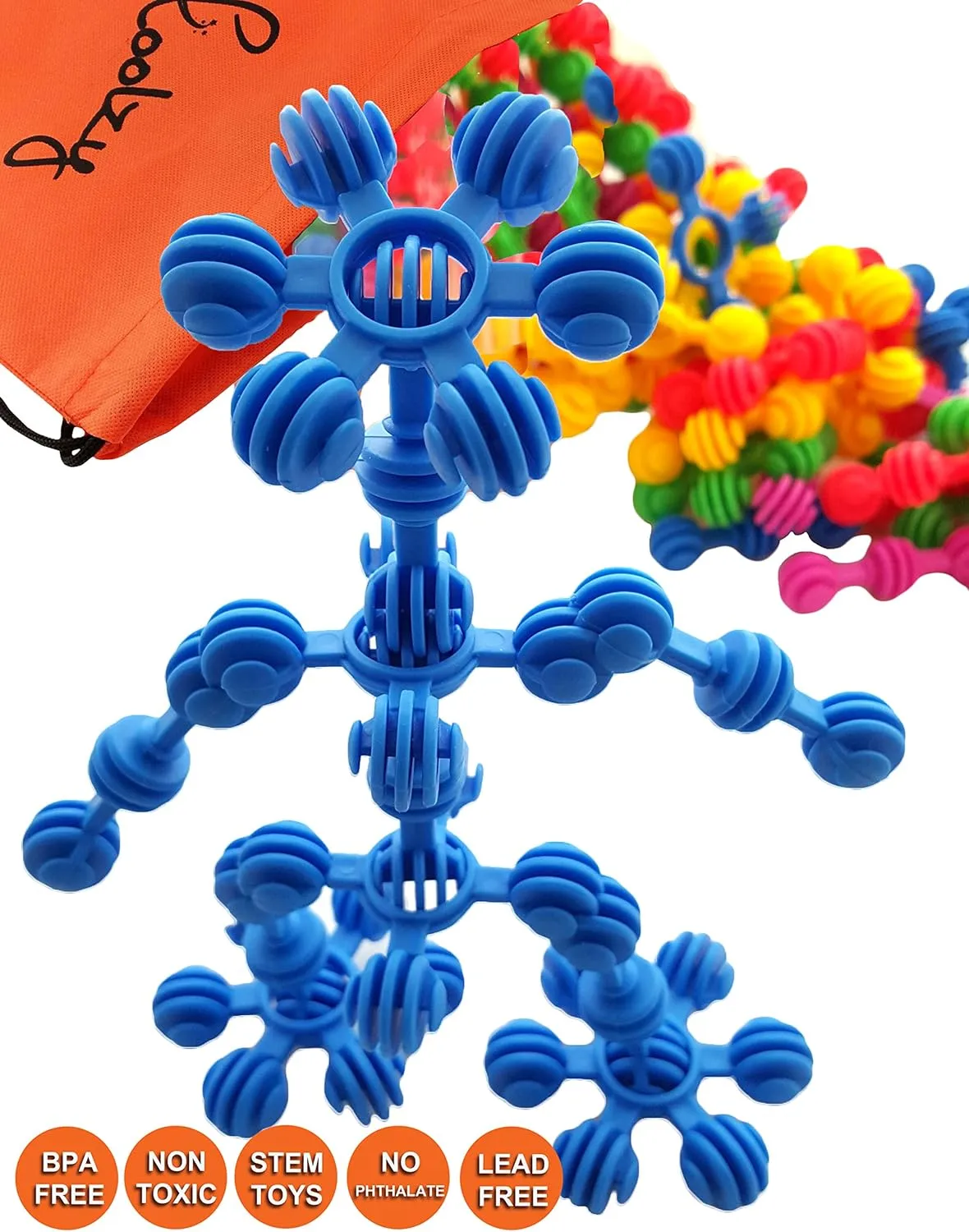 Skoolzy Rainbow Star Flex 90 Pc STEM Set – Preschool Tinker Kit for Kids 5  with eBook