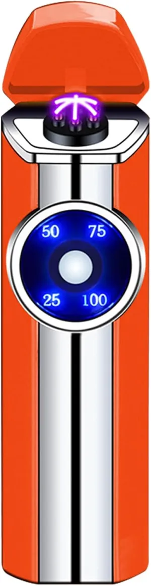 SKRFIRE Arc Lighter - Rechargeable Triple Arc Plasma Lighter, Windproof, Flameless, Portable with Smart Safety Switch for Outdoor Camping, Hiking, Travel (Orange)