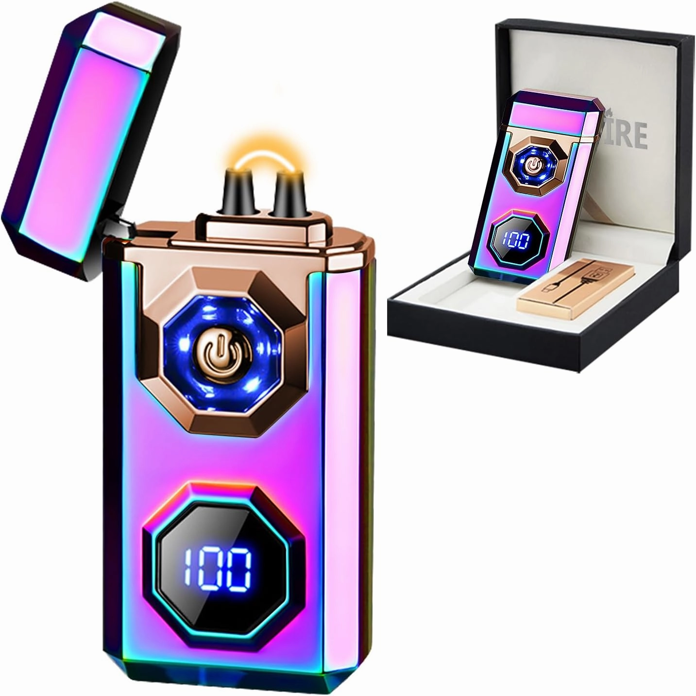 SKRFIRE Electric Arc Plasma Lighter - Rechargeable USB C, Windproof, LED Flashlight for Candle, Firework, Incense (Color)