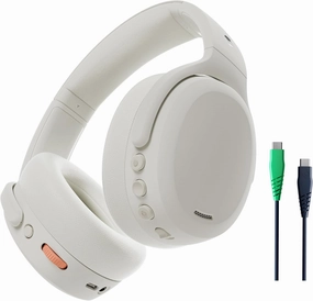 Skullcandy Crusher ANC 2 Wireless Over-Ear Bluetooth Headphones with Multi-Sensory Bass and Charging Cable, Active Noise Cancelling, Up to 60 Hours Battery, Microphone for iPhone Android - Bone