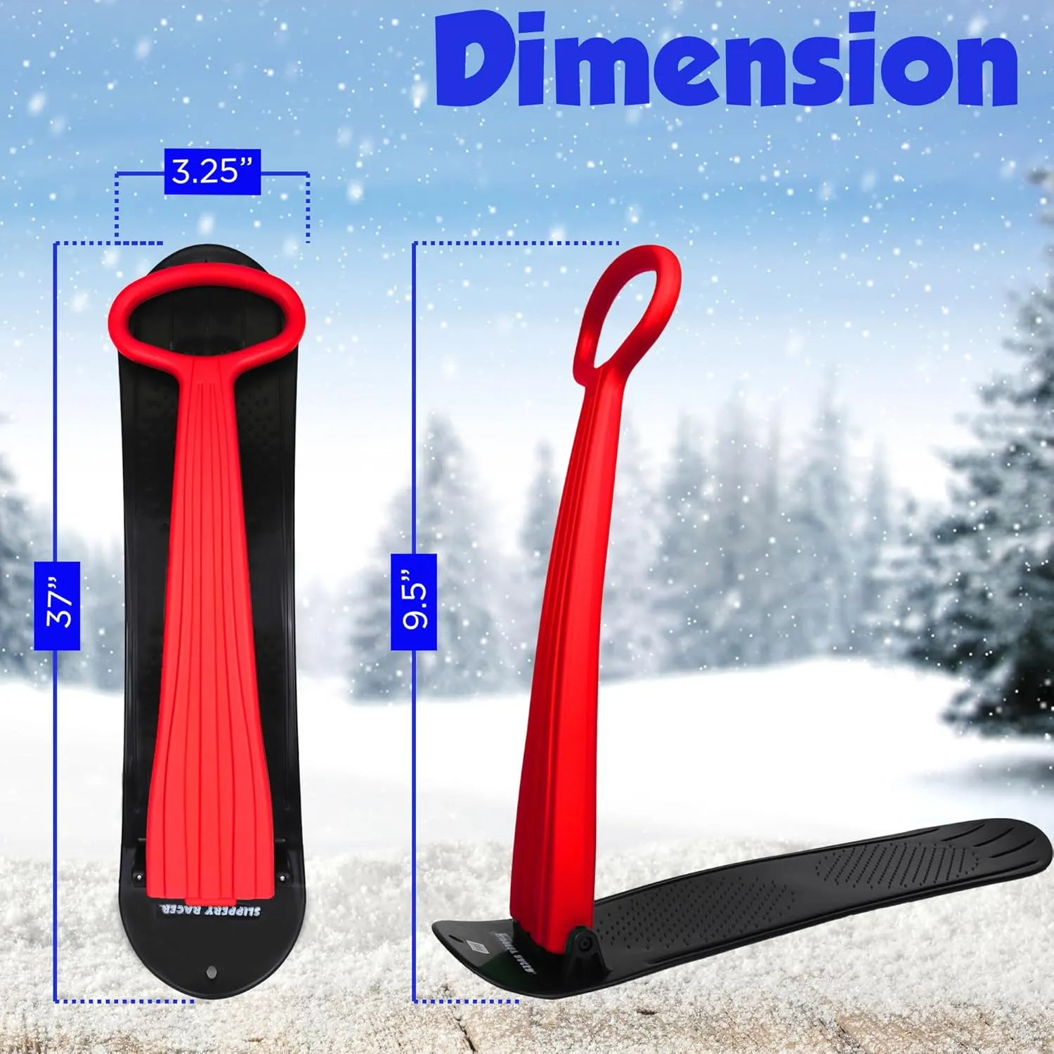 Slippery Racer Kids Lightweight Compact Foldable Downhill Outdoor Winter Ski Scooter Snow Sled for Children 4 Years and Up
