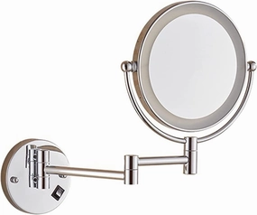 Small Mirror, Double Sided Lighted Makeup Mirror, Wall Mounted Lighted Makeup Vanity Mirror, Nickel Wire Drawing Vanity Mirror with 3X Magnification Fashion