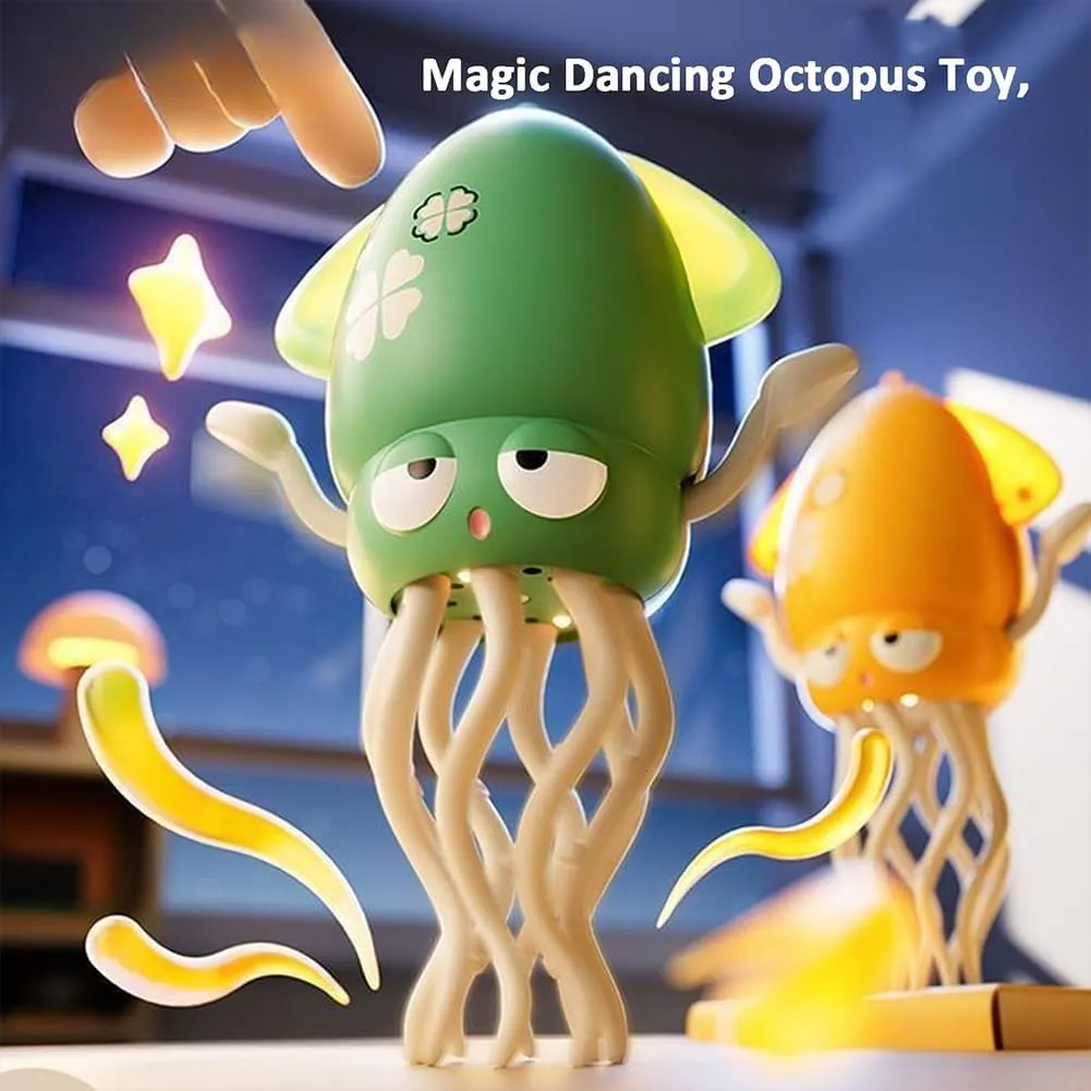 Smart Tentacle Explorer, Electric Dancing Octopus Toy, Automatic Playful Wiggly Wonder Octopus, Magical Crawling Moving Squid with LED Lights & Music, Smart Interactive Magic Mover(Yellow)