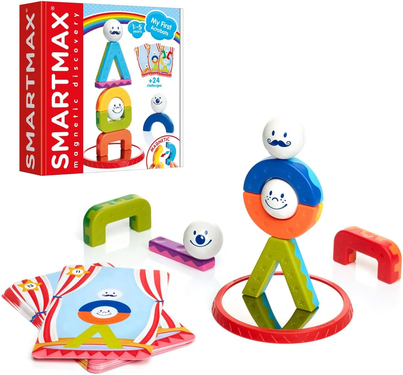 SmartMax My First Acrobats STEM Magnetic Toy Along Building Challenges, Ages 1.5-5