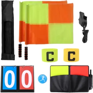 Soccer Referee Kit Linesman Soccere Flag Whistle Professional Compact Foam Handle Accessories Referee Flag for Outdoor Sports