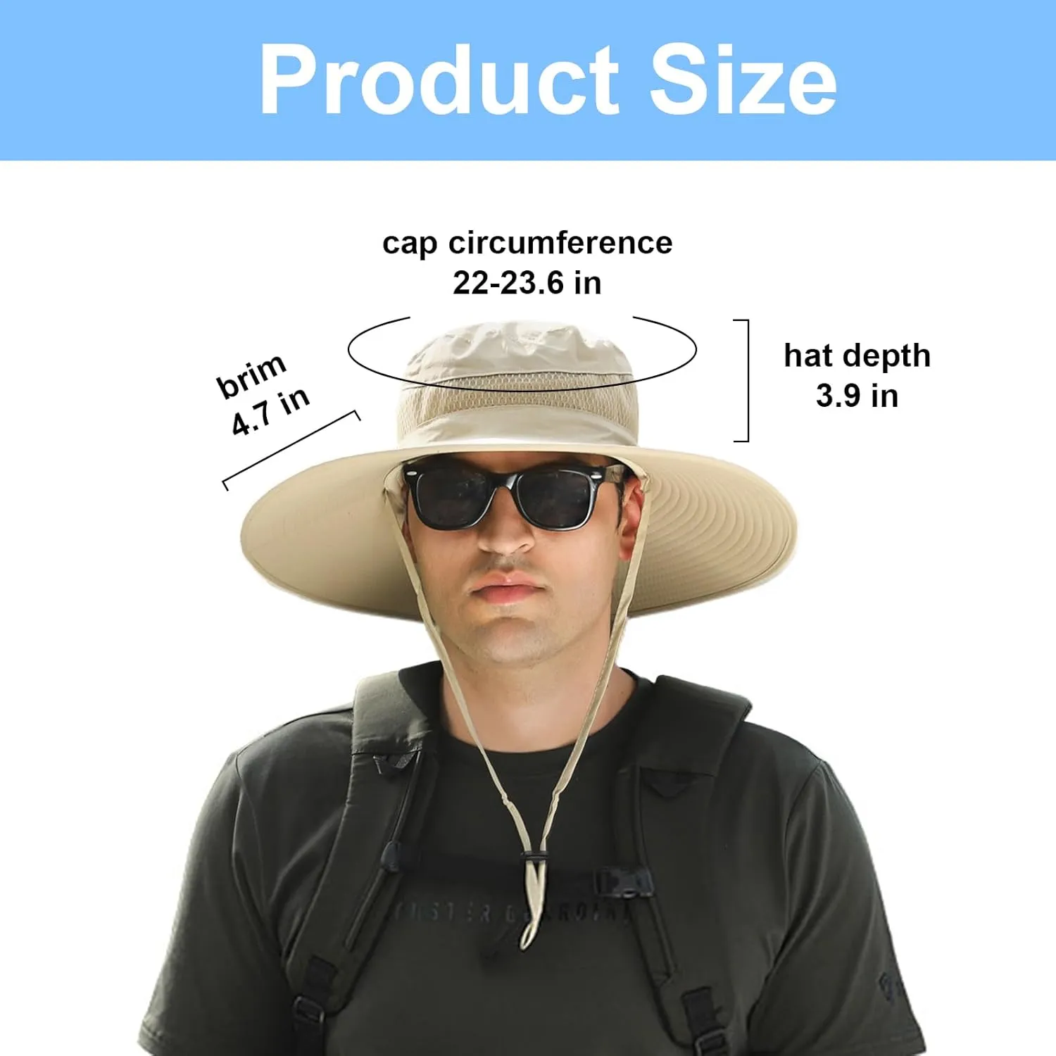 Solar Fan Hat for Men - Dual-Powered UPF 50  Wide Brim Hat, Solar & USB Rechargeable Outdoor Fishing Hat for Camping, Hiking